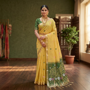 Sari en coton pour femme, très vendu, avec motif floral, idéal pour les mariages et les festivals, disponible auprès d'un fournisseur indien - Product Image 1