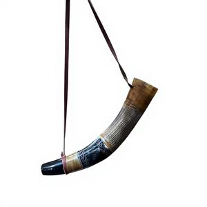 Chope à bière décorative antique en corne de bœuf viking artisanale naturelle avec poignée pour Noël, pique-nique, camping - Product Image 1