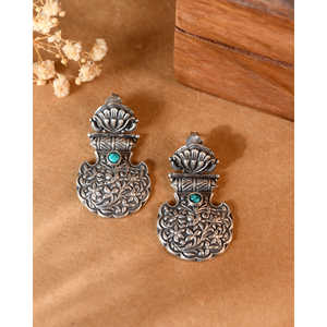 Boucles d'oreilles ethniques en argent Meera Jaipur Firoza Veerangna - Product Image 2