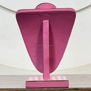Soporte de exhibición de collares de cuero floral con estampado de tablero de ajedrez rosa, estilo occidental, duradero, tendencia 2026 - Product Image 6