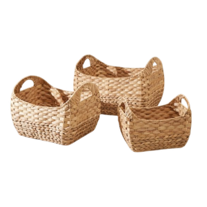 Ensemble de 3 paniers de rangement en jacinthe d'eau de haute qualité, écologiques, avec poignées, tissés, multi-usages, pour chambre et salon - Product Image 1