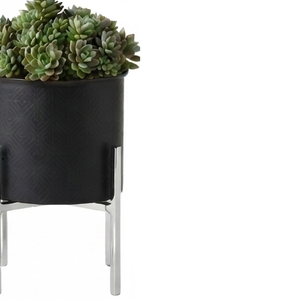 Grand pot de fleurs avec support en acier noir thermolaqué, décoration de jardin, accessoires d'extérieur, balcon - Product Image 5