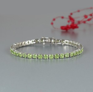 Natural Peridot Stone <b>Charm</b> Bracelet in 925 Sterling Silver Gold Plated Elegant Handmade Jewelry for Party Occasions - Product Image 3