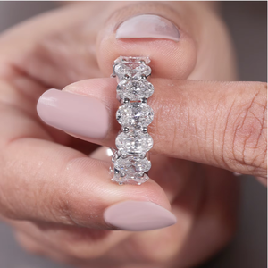 Anillo de Boda de Lujo de Oro Blanco de 18K con Diamante Ovalado Cultivado en Laboratorio, Color EF, Claridad VVS2, Anillo de Eternidad Completo para Mujer, Regalo de Aniversario - Product Image 4