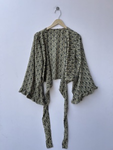 Top vintage sin mangas para mujer, top de seda con lazo, top corto con mangas acampanadas, top suave y cómodo para vacaciones - Product Image 2