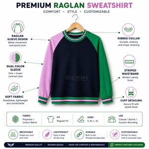 เสื้อสเวตเชิ้ตคอวีสีม่วงเขียว แขนยาว แบรนด์ Cosh International Sisterhood Sorority รุ่น Color Block แบบลำลอง ถักทออย่างอบอุ่น - Product Image 6