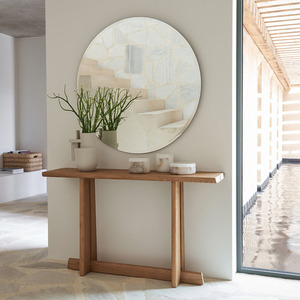 Mesa Consola de Teca Sólida KALA CONCEPT con Base de Trípode - Mueble Moderno Minimalista Hecho a Mano, Duradero y Estable para Sala de Estar, Entrada o Hogar - Product Image 1