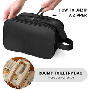Borsa da Viaggio per Trucchi di Grande Capacità, Organizer Piatto Impermeabile in PU, Borsa per Cosmetici - Product Image 2