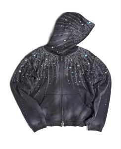 Sweat à capuche pour homme avec strass, streetwear de qualité pour les soirées et le quotidien - Product Image 2