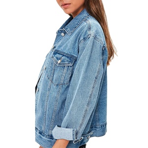 Chaquetas vaqueras rasgadas de Color sólido transpirable de alta calidad, abrigos casuales recortados, chaqueta vaquera para mujer - Product Image 1