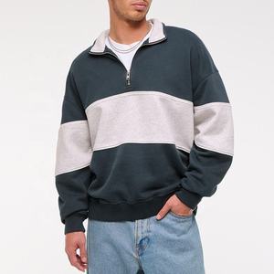 Sweat-shirts polaires pour hommes les plus vendus OEM ODM – Qualité supérieure, bicolores, coupe oversize, avec fermeture éclair quart de tour - Product Image 6