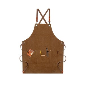 Durable Canvas <b>Bar</b> Worker Uniform Custom Logo Print Embroidery Leather Strap Adjustable Waist Clasp Professional Bartender Bib - Product Image 2