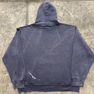 Sudadera con capucha de alta calidad, estilo casual grunge Y2K, diseño desgastado, personalizada y elegante, en color azul deslavado, para hombre y mujer. - Product Image 4