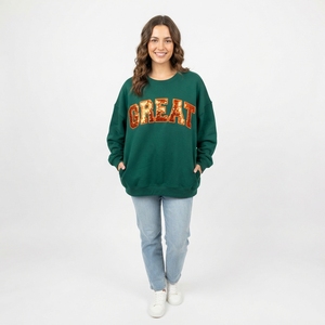 Wholesale Women’s Crewneck Graphic <b>Sweatshirt</b> Relaxed Casual Pullover Cozy Everyday Layer <b>Cute</b> Fashion Top - Product Image 3