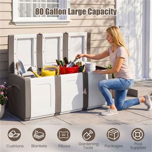 Extra Large 80-Gallon Outdoor Deck Storage <b>Box</b> Waterproof PP with <b>Lockable</b> Lid Beige - Product Image 5