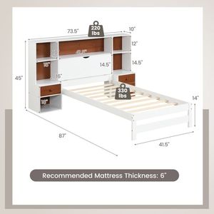 Struttura letto in legno con testiera contenitore e comodini - Product Image 3