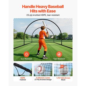 Gabbia da Battuta Portatile per Baseball 19.9x12x8.2 FT, Gabbia Autoportante per Allenamento con Rete in HDPE Annodata a 30 Strati - Product Image 4