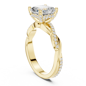 แหวนหมั้นเพชรทรง Asscher แบบสี่หนามเตย ทำจากทองคำขาว 14K ประดับเพชรเพาะเลี้ยง สำหรับงานเลี้ยง ออกแบบเกลียวบิด ผลิตจำนวนมาก - Product Image 3