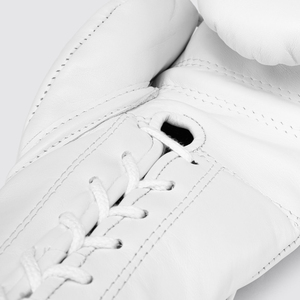 Gants de boxe sur mesure, couleur blanche, à lacets, Pro X, pour sparring, compétition, entraînement, en cuir véritable. - Product Image 2