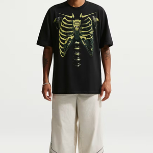 T-shirts Homme Col Rond 100% Polyester Imprimé Squelette Tissu Anti-Plis Coupe Oversize Motif Uni Impression Numérique – Meilleures Ventes - Product Image 1