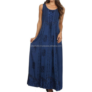 Vestido de playa de verano de fabricante indio, vestido de paraguas Maxi con estampado Batik a la moda, ropa informal, tejido sin mangas - Product Image 5