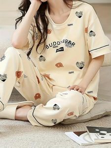 Conjunto de Pijama de 2 Piezas para Invierno, Manga Corta, Suave, para Niñas y Mujeres - Product Image 1