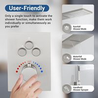 Système de douche thermostatique en nickel brossé, ensemble complet de robinetterie de douche avec vanne et kit de finition, personnalisable pour la vente en gros