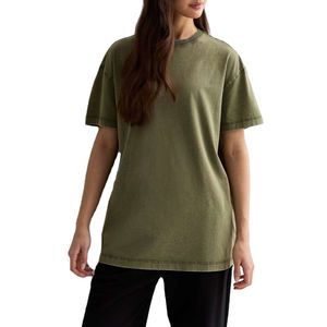 Camiseta Ligera de Manga Corta con Lavado Ácido para Mujer, Transpirable, de Alta Calidad, Hecha con el Mejor Material de Algodón, Estilo Hip Hop Casual - Product Image 1