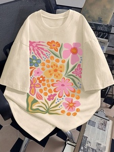 Camisetas de Verano para Mujer, Diseño Personalizado con Letras Impresas, Estilo Moderno, Etiqueta Privada, Cuello Redondo, Algodón - Product Image 1