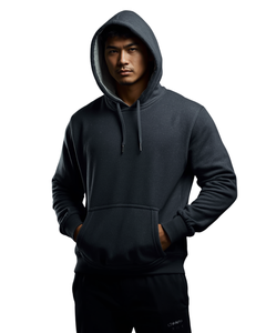 Sweat-shirt à capuche gris foncé pour homme, manches raglan, couleur unie, coupe décontractée, tissu en molleton français, vêtement d'automne - Product Image 2