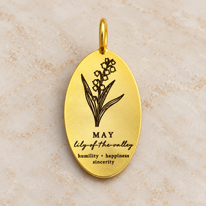 จี้รูปไข่สลักลายดอกลิลลี่แห่งหุบเขาเคลือบทองคำแท้ขายส่ง - Product Image 1