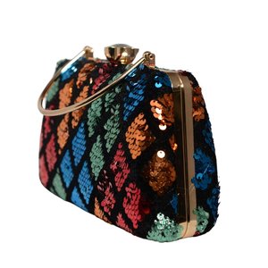 Black And Red Floral Embroidery <b>Clutch</b> Elegant Floral Handbag for <b>Wedding</b> and Party Occasions - Product Image 2