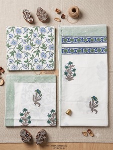 Handblock Printed <b>Percale</b> <b>Bedding</b> Set Floral Floral Bed Spread Reversible Cotton <b>Bedding</b> for Home Hotel - Product Image 3