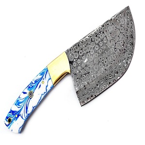 Couteau à découper artisanal en acier Damas – Lame à motif en acier à haute teneur en carbone – Manche en résine et laiton – Vente en gros OEM - Product Image 1