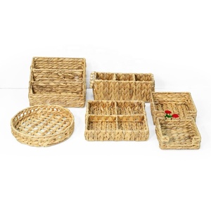 Panier de rangement rectangulaire en jacinthe d'eau tressée à la main Viettimecraft, qualité commerciale, idéal pour les aliments, avec compartiments - Product Image 1