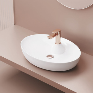 Comptoir en céramique de forme ovale pour hôtel moderne Oceno, facile à nettoyer, poli, garantie 5 ans, respectueux de l'environnement - Product Image 2