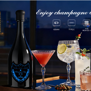 Décoration de restaurant moderne et luxueuse, vase en forme de fleur de champagne rechargeable sans fil, base de charge magnétique LED pour table à manger - Product Image 1