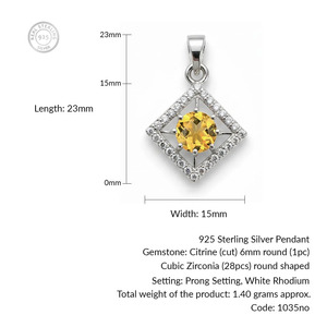 เครื่องประดับโรเดียมชุบโรเดียมเงินแท้สำหรับสตรีจี้อัญมณีทันสมัย - Product Image 2