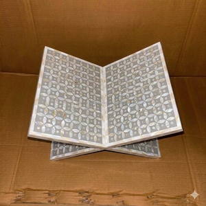Soporte para libros con incrustaciones de nácar personalizadas con diseño marroquí para libros sagrados y religiosos, incrustaciones de concha islámica Rahel - Product Image 5