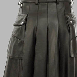 กางเกงคิลท์หนังแท้ผู้ชายแบบจีบสั่งทำพิเศษพร้อมกระเป๋าข้าง รุ่นอเนกประสงค์ ปี 2026 ขายส่ง - Product Image 4