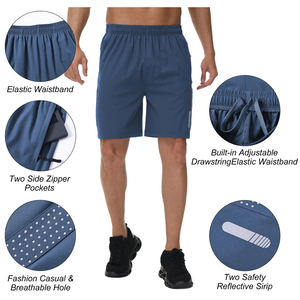 Shorts de sport pour hommes personnalisés de haute qualité avec logo personnalisé, respirants, à motif uni, poches zippées, écologiques, pour la course à pied - Product Image 5