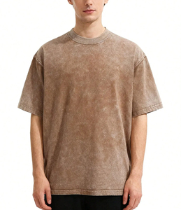 Camiseta de Algodón Lavado Oversize para Hombre, Estilo Vintage, Ajuste Holgado, Streetwear, Jersey, OEM, Venta al Por Mayor - Product Image 5