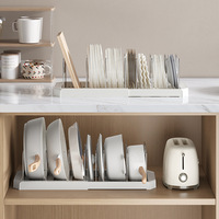 Organisateur multifonctionnel avec 7/10 compartiments réglables, étagère de rangement pour armoire de cuisine, support de rangement pour casseroles, bols, assiettes, poêles
