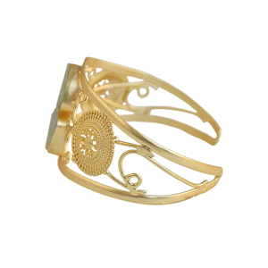 กำไลข้อมือทรงเรขาคณิตสไตล์วินเทจชุบทอง 18K ประดับมุกน้ำจืด Amazonite สำหรับงานปาร์ตี้ - Product Image 2