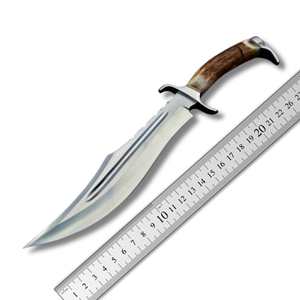 A&M ENTERPRISES Cuchillo Bowie de Acero Inoxidable de Grado Industrial Hecho a Mano con Punta Caída, Mango Recto de Asta de Ciervo y Funda de Cuero - Product Image 3