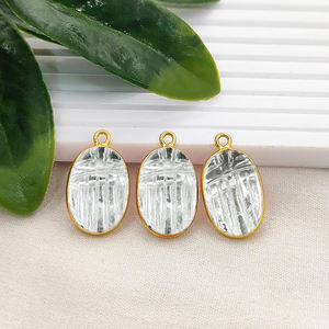 Colgante de cuarzo citrino tallado a mano con forma de escarabajo, chapado en oro, dijes tallados de cuarzo citrino con forma de mariquita, proveedores de joyería - Product Image 5