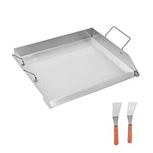 Piastra Rettangolare Portatile 18x16 in Acciaio Inox per Barbecue a Gas, Griglia Teppanyaki per Campeggio - Product Image 1