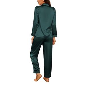 Cotton Custom Women Silk Satin Breathable Thermal <b>Pyjamas</b> 2pcs Sleepwear Set High Quality Velour Fabric Elastic Waist Premium - Product Image 5