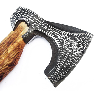 หัวเหล็กกล้าคาร์บอนสูงคุณภาพสูงพร้อมด้ามไม้กุหลาบและแผ่นหนังและปลอกจับ - Product Image 4