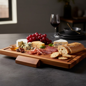 Tabla grande de madera de acacia para queso y charcutería con asa |   Tabla de Servir, Cortar y Picar Ecológica de Primera Calidad - Product Image 4
